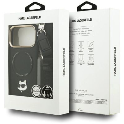 10. Etui Karl Lagerfeld Big Strap Choupette Metal Logo MagSafe na iPhone 17 Pro Max - czarne