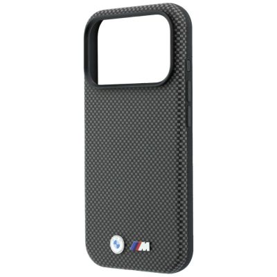 6. Etui BMW M Quadrille Kevlar Metal Logo MagSafe na iPhone 17 Pro Max / 18 Pro Max - szare