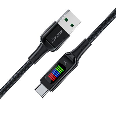 4. Kabel Acefast C7-04 USB-A USB-C 60W 1.2m z wyświetlaczem - czarny