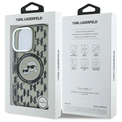 8. Etui Karl Lagerfeld IML Monogram Karl & Choupette Head MagSafe na iPhone 16 Pro - czarne