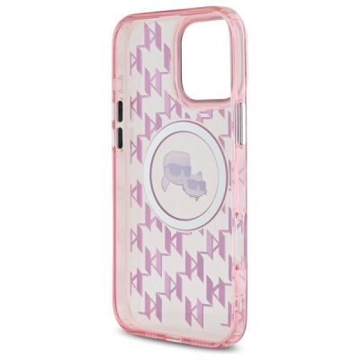7. Etui Karl Lagerfeld IML Monogram Karl & Choupette Head MagSafe na iPhone 16 Pro - różowe