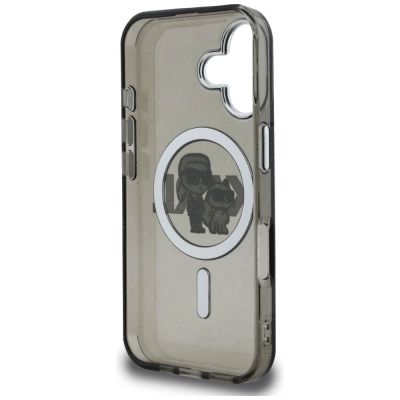 7. Etui Karl Lagerfeld IML Glitter Karl & Choupette Sketch Logo MagSafe na iPhone 16 - czarne