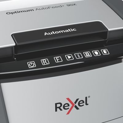 4. Rexel Niszczarka Optimum AutoFeed+ 90X, (P-4), 90 kartek, 34 l kosz