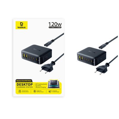 3. Stacja ładująca Baseus EnerFill FH21 120W 4xUSB-C + 2xUSB-A - czarna