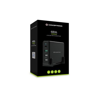 5. Conceptronic OZUL01B ładowarka do urządzeń przenośnych Uniwersalne Czarny Prąd przemienny Szybkie ładowanie Wewnętrzna