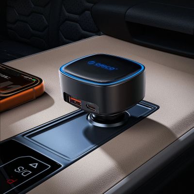 10. Ładowarka samochodowa Orico FC-66-1A2C 66W z wbudowanym zwijanym kablem USB-C - czarna