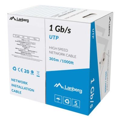 3. LANBERG KABEL LAN UTP 1GB/S 305M DRUT CCA SZARY