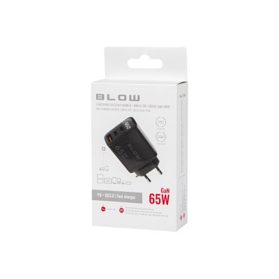 5. BLOW ŁADOWARKA SIECIOWA LCD GNIAZDO USB + USB-CX2 PD 65W GAN CZARNA WATOMIERZ