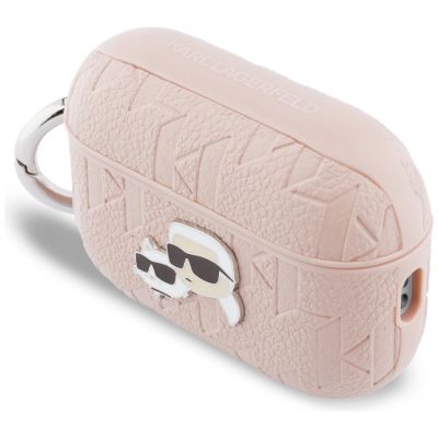 3. Etui Karl Lagerfeld Monogram Karl & Choupette Head na AirPods Pro 3 - różowe