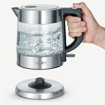 6. SEVERIN CZAJNIK ELEKTR. SZKŁO-STAL, POJ. 1 L, ZAKRYTA GRZAŁKA, FILTR ANTYWAPNIOWY, LAMPKA KONTROLNA, MOC 2200W WK3468
