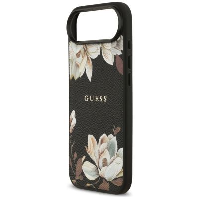 6. Etui Guess Grained Flowers Classic Logo MagSafe na iPhone Air - czarne