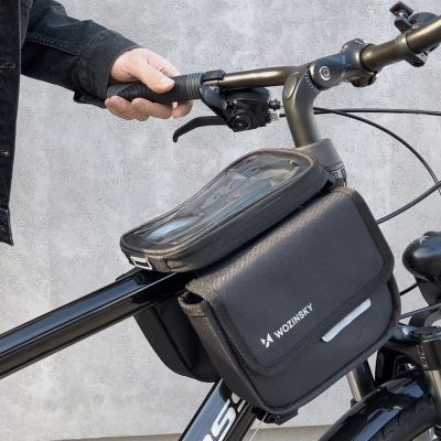 11. Wozinsky torba rowerowa na ramę sakwa na rower wodoodporne etui na telefon 1,5l czarny (WBB26BK)