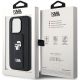 9. Etui Karl Lagerfeld Gripstand Saffiano Karl&Choupette Pins na iPhone 15 Pro - czarne