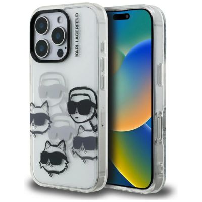 Etui Karl Lagerfeld IML Multi K&C Head Pattern na iPhone 16 Pro - przezroczyste