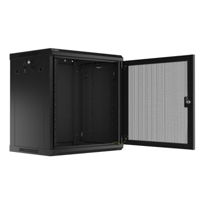8. SZAFA INSTALACYJNA RACK WISZĄCA 19" 12U 600X450 CZARNA DRZWI PERFOROWANE LANBERG (FLAT PACK)