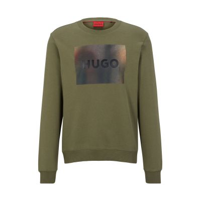 Bluza męska Hugo Boss z bawełaninej dzianiny z nadrukiem zielona (50488906-345)