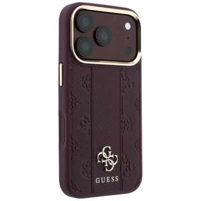 4. Etui Guess Stripe Peony 4G Logo MagSafe na iPhone 18 Pro / 17 Pro - burgundowe