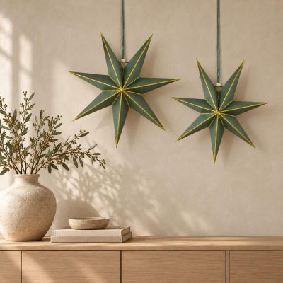 6. DEKORACJA PAPIEROWA GWIAZDA 45CM 7 RAMION ZIELONA SASKA GIFT & DECOR