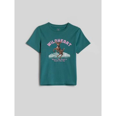 8. T-shirt regular z nadrukiem dziewczęcy 4F 4FJKAW26TTSHF4428-46S