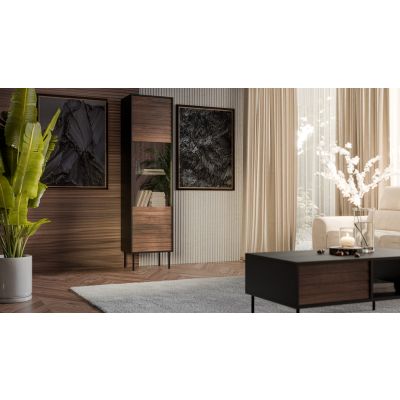 3. Witryna CORTINA 53x40x182 czarny/orzech