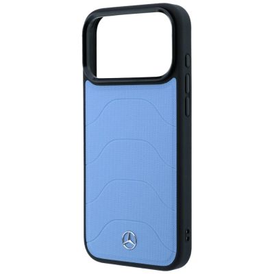 6. Etui Mercedes Leather Mesh with Bow Line MagSafe na iPhone 18 Pro Max / 17 Pro Max - niebieskie