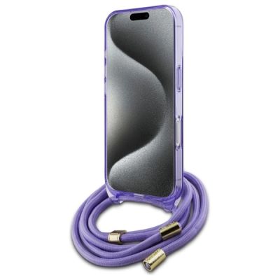 4. Etui Guess Crossbody Cord Script MagSafe na iPhone 16 - fioletowe