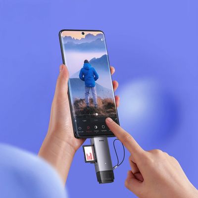 14. Czytnik kart Baseus Lite Series USB-A/USB-C 3.0 SD/TF - szary