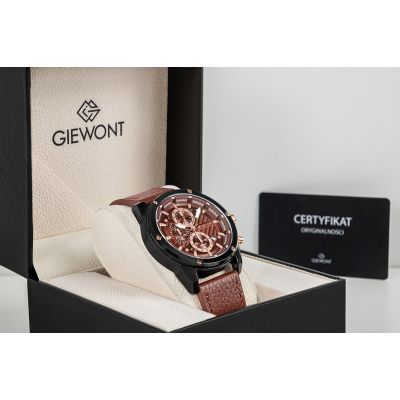 8. Zegarek Męski Giewont Chronograph Sapphire Czarno Brązowy GW8810-A3