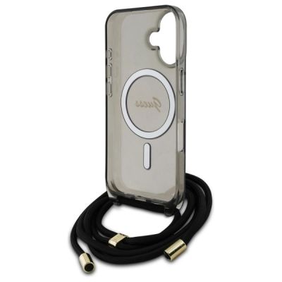 6. Etui Guess Crossbody Cord Script MagSafe na iPhone 16 - czarne