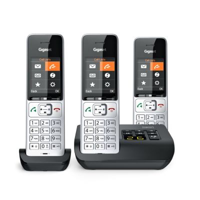 Telefon bezprzewodowy Gigaset 500A Comfort Trio - Automatyczna sekretarka - ECO DECT\GAP\CAT-iq - Srebrny + 2 dodatkowe słuchawki