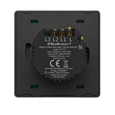 11. QOLTEC WŁĄCZNIK/WYŁĄCZNIK ŚWIATŁA | 1-KANAŁOWY | WI-FI | TIMER | TUYA | CZARNY