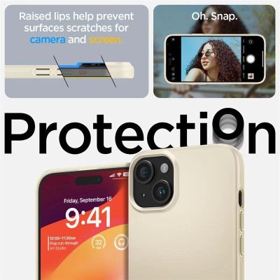 6. Etui Spigen Thin Fit na iPhone 15 Plus - beżowe