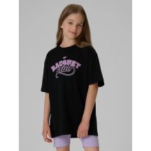T-shirt oversize z nadrukiem dziewczęcy 4F 4FJRAW26TTSHF4242-20S
