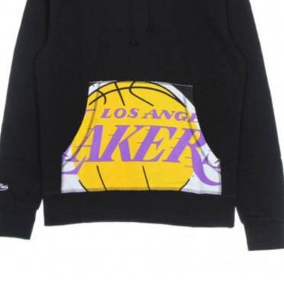 3. Bluza z kapturem Mitchell & Ness NBA Cropped Logo Los Angeles Lakers czarna