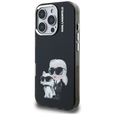 2. Etui Karl Lagerfeld IML Aquarelle Karl & Choupette & Logo na iPhone 16 Pro czarne