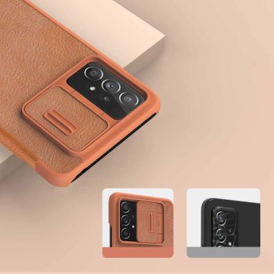 10. Nillkin Qin skórzana kabura etui Samsung Galaxy A73 brązowy