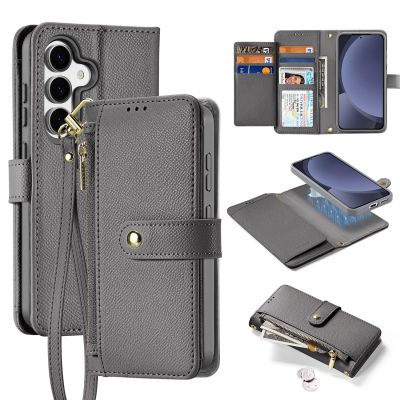 11. Etui skórzane Dux Ducis Lawa na Samsung Galaxy S25+ z odłączanym portfelem magnetycznym - szare