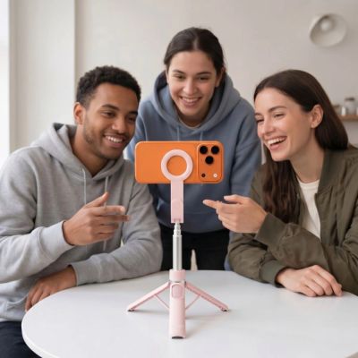 11. Selfie stick Tech-Protect L11S MagSafe Bluetooth - różowy