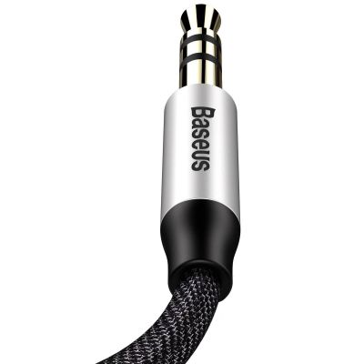 8. Baseus Yiven M30 kabel audio stereo AUX 3,5 mm męski mini jack 1,5m srebrno-czarny (CAM30-CS1)