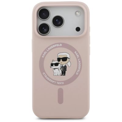3. Etui Karl Lagerfeld Silicone Karl&Choupette Ring MagSafe do iPhone 17 Pro - różowe