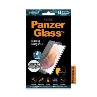 5. Szkło PanzerGlass E2E Microfracture antybakteryjne na Samsung Galaxy S21 - z czarną ramką