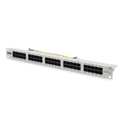 7. Digitus Panel krosowy (patch panel) ISDN 19" 50x RJ45 (8P4C), LSA poziom, kat.3, nieekranowany, 1U, szary
