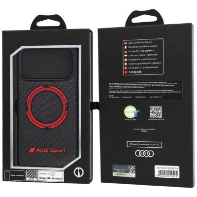 4. Etui Audi RSQ Carbon Fiber Sport Red Circle MagSafe na iPhone 18 Pro Max / 17 Pro Max - czarne