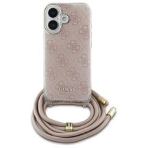 Etui Guess Crossbody Cord 4G Print na iPhone 16 - różowe