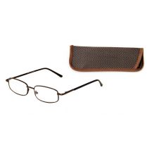 Okulary do czytania metal +3.50 brązowe +etui