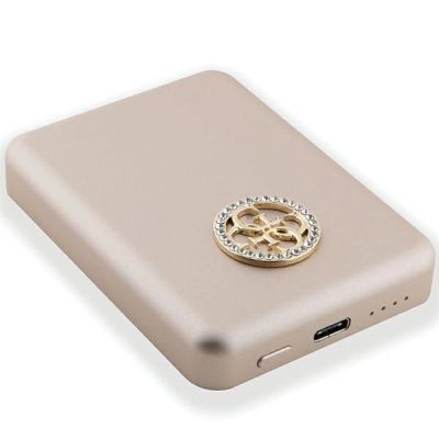 4. Powerbank indukcyjny Guess MagSafe 4G Strassed Metal Logo 5W 3000mAh - złoty