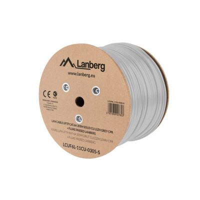 4. LANBERG KABEL UFTP KAT. 6A 305M DRUT CU LSZH SZARY CPR+FLUKE PASSED