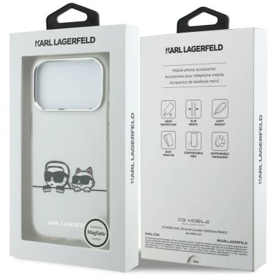 8. Etui Karl Lagerfeld IML Karl & Choupette Peekaboo Logo MagSafe na iPhone 17 Pro Max - białe