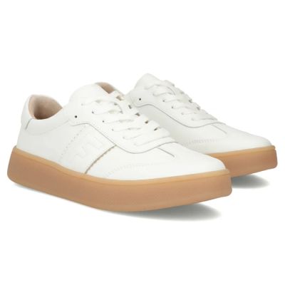 4. Skórzane półbuty damskie na platformie białe Filippo DP7543/26