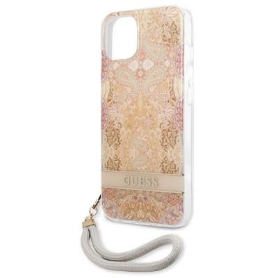 6. Etui Guess Flower Strap na iPhone 13 mini - złote